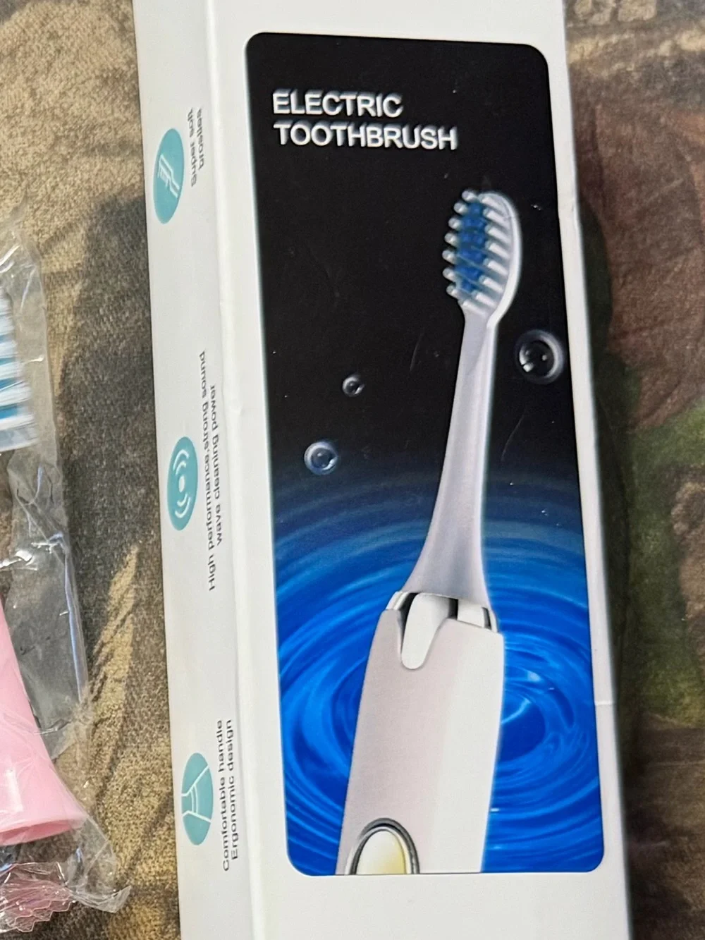 Pink Electric Toothbrush with 5 Replacement Heads